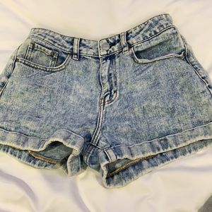 light washed mom shorts